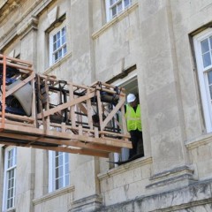 Lifting the Car through the window of York Castle Museum